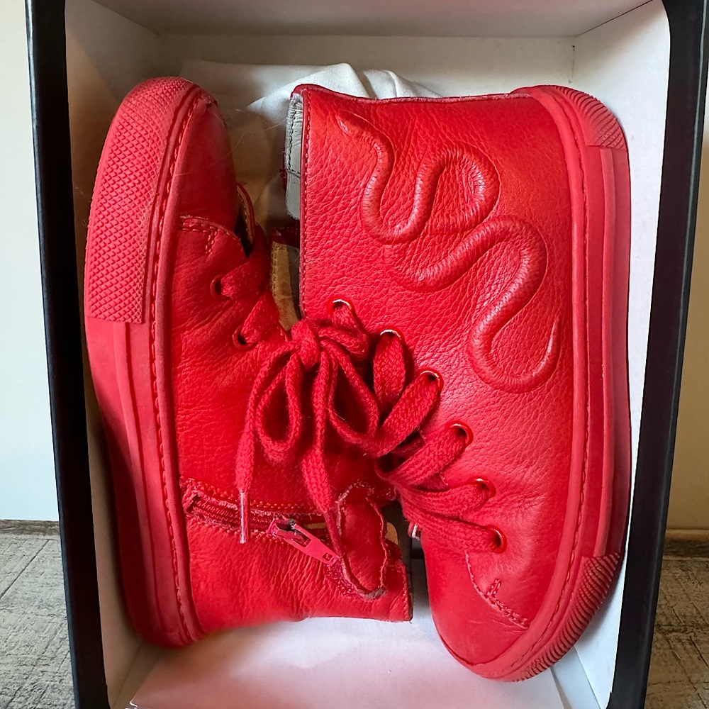 GUCCI  High Top Sneakers Red Kids Unisex Sneakers Size 25